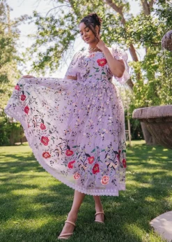 JessaKae Midi Dresses*Darla Dress EmbroideredLilac
