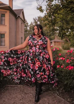 JessaKae Midnight Collection|Midi Dresses*Ebony Rose Dress Black