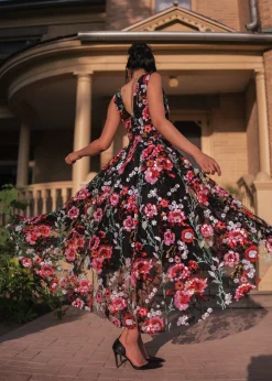 JessaKae Midnight Collection|Midi Dresses*Ebony Rose Dress Black