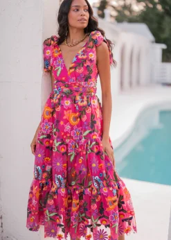 JessaKae Midi Dresses*Hibiscus Dress FuchsiaFloral