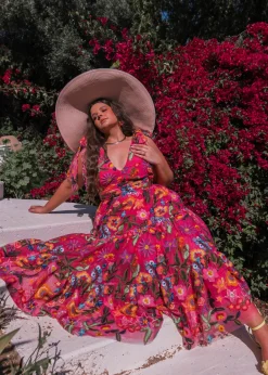 JessaKae Midi Dresses*Hibiscus Dress FuchsiaFloral