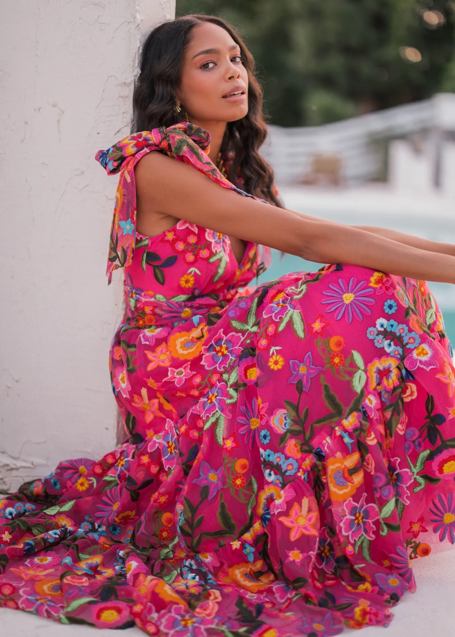 JessaKae Midi Dresses*Hibiscus Dress FuchsiaFloral