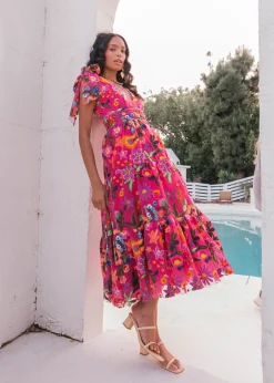 JessaKae Midi Dresses*Hibiscus Dress FuchsiaFloral