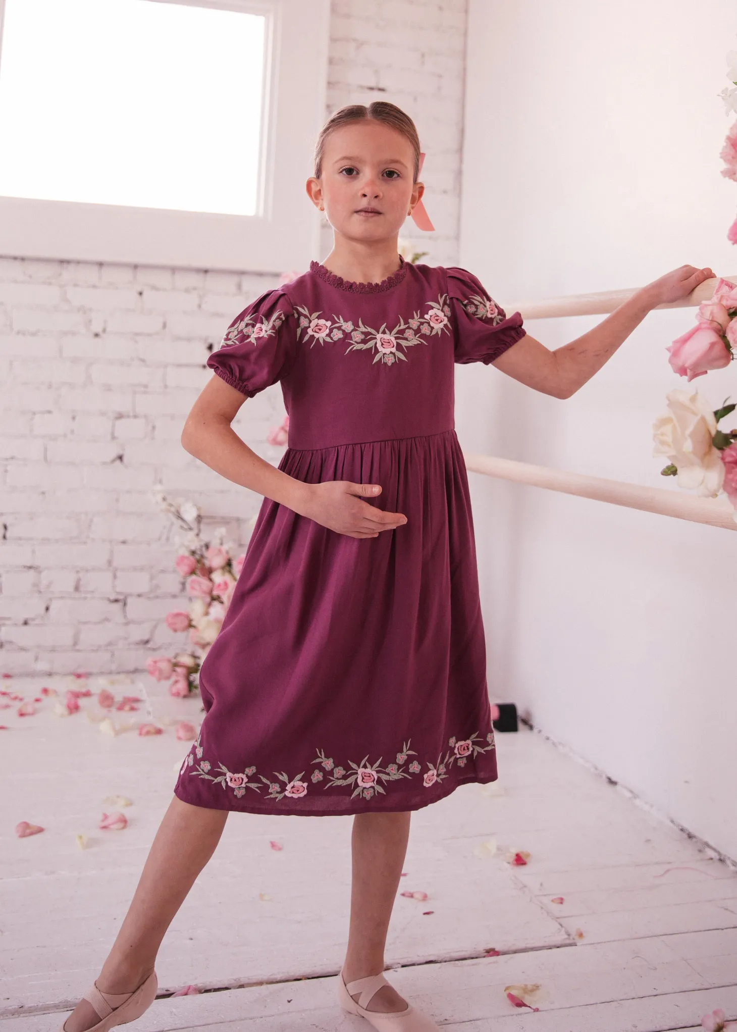 JessaKae Flower Girl Dresses*Rosedale Girls Dress DarkRose