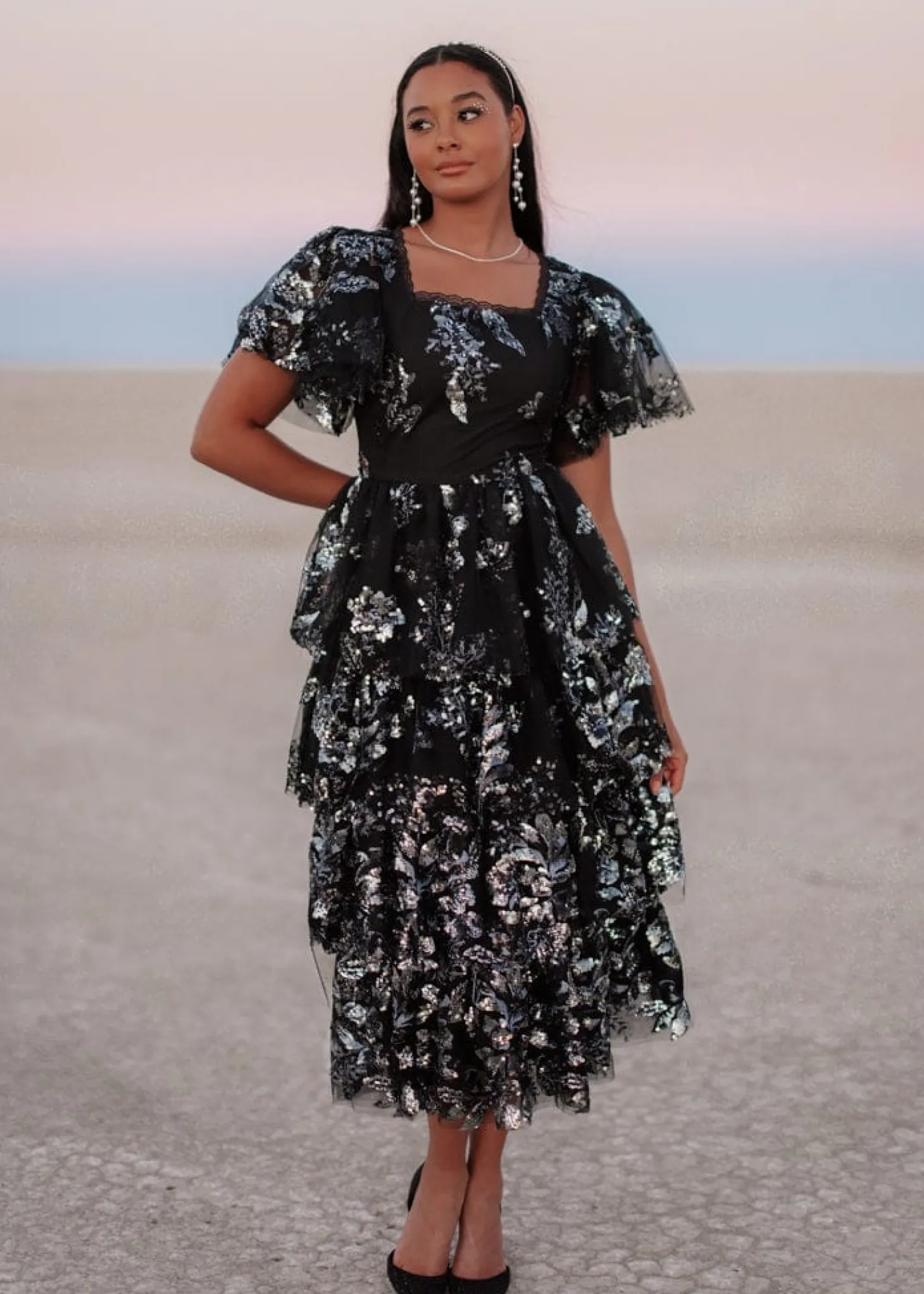 JessaKae Celestial Collection|Holiday Dresses*Selena Dress BlackShimmer